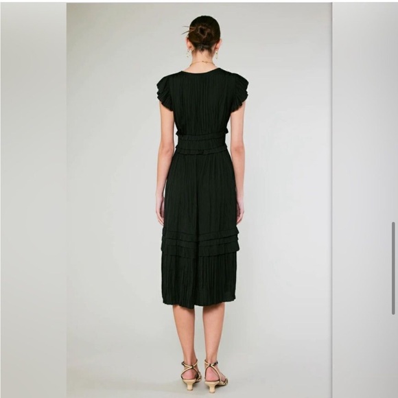 Anthropologie Current Air Sereia Pleated Midi Dress in Black - Picture 3 of 9